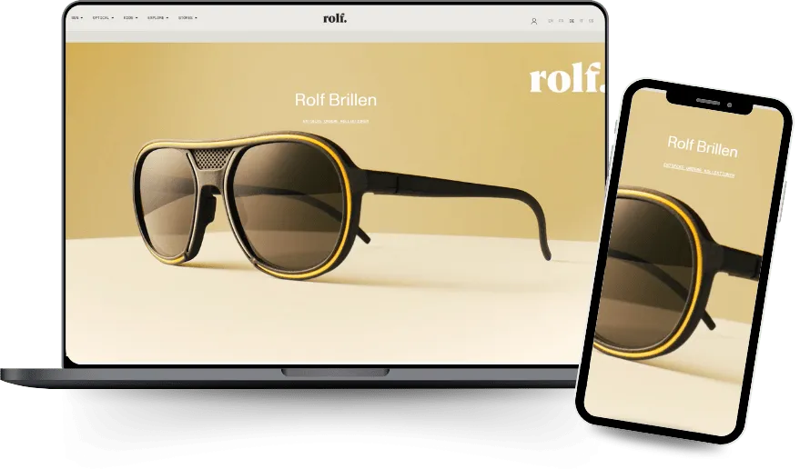 Website von Rolf Spectacles auf Laptop und Smartphone