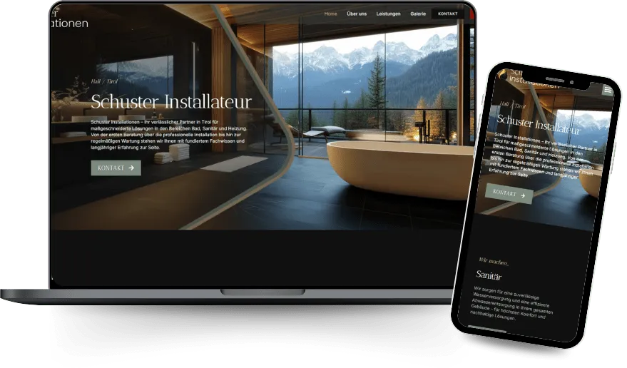 Website von Schuster Installateur auf Laptop und Smartphone