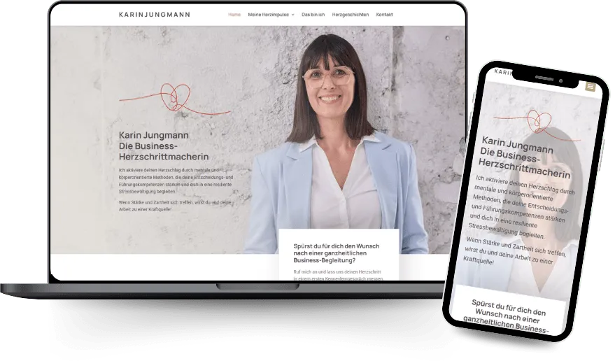 Website von Karin Jungmann auf Laptop und Smartphone
