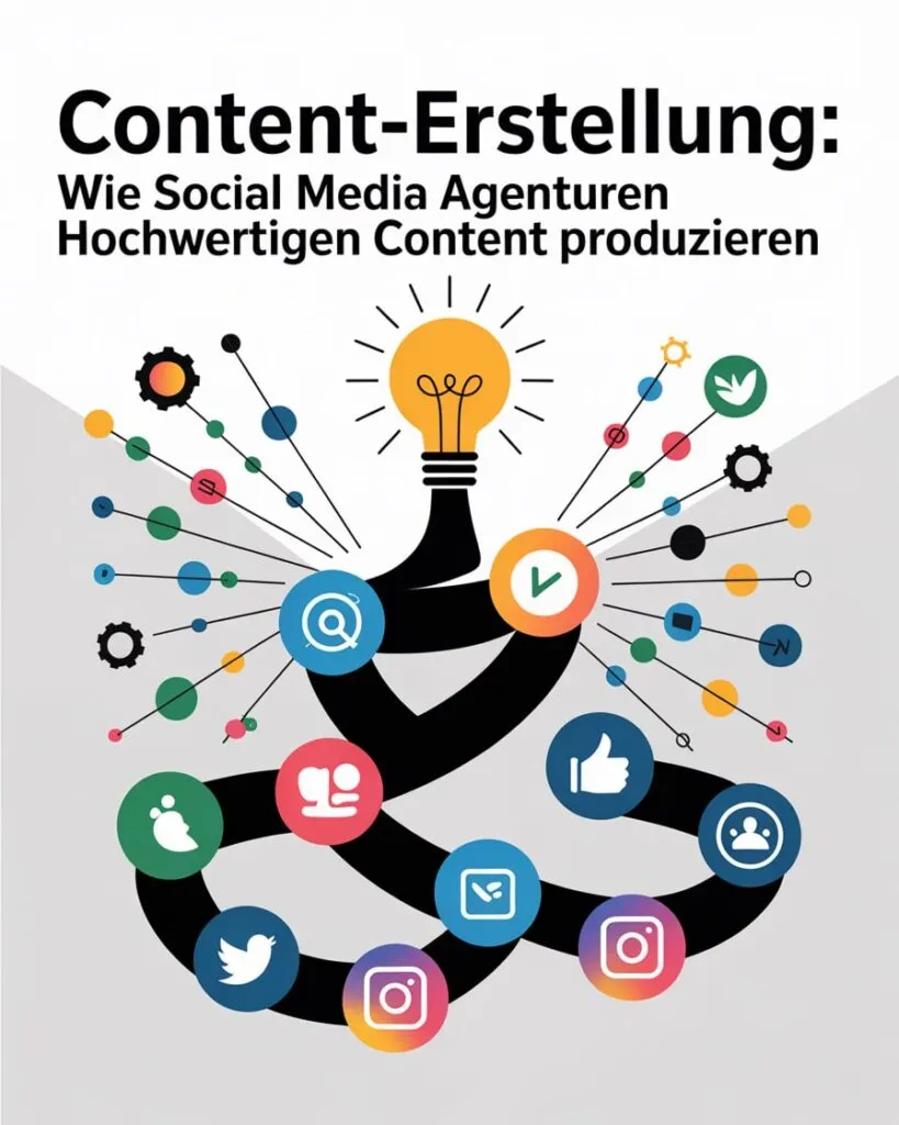 Illustration zur Content-Erstellung durch Social Media Agenturen mit kreativen Ideen