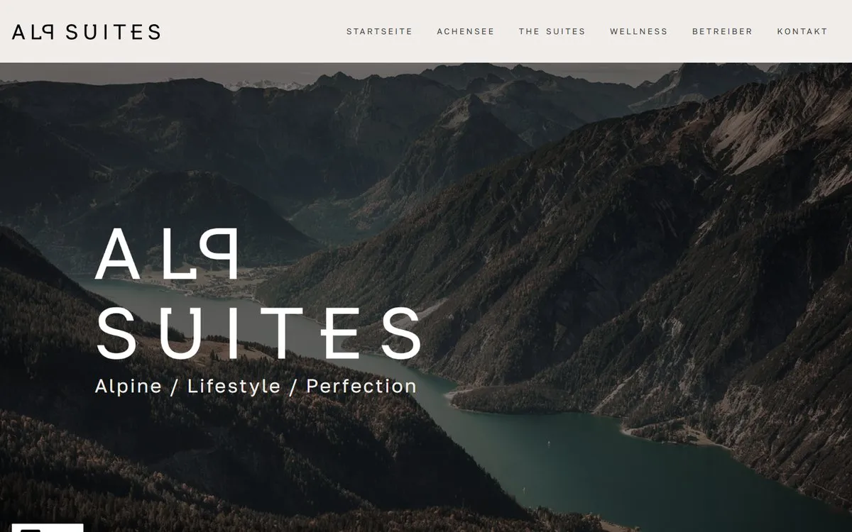 Startseite der Website von ALP Suites