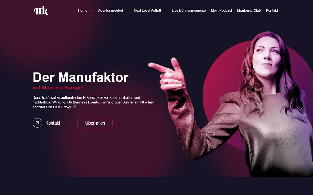 Startseite der Website von Der Manufaktor