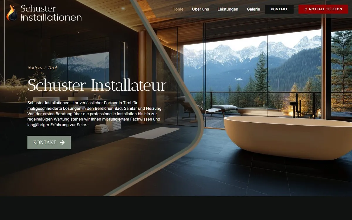 Startseite der Website von Schuster Installationen