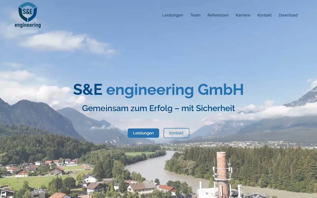 Startseite der Website von S&E engineering
