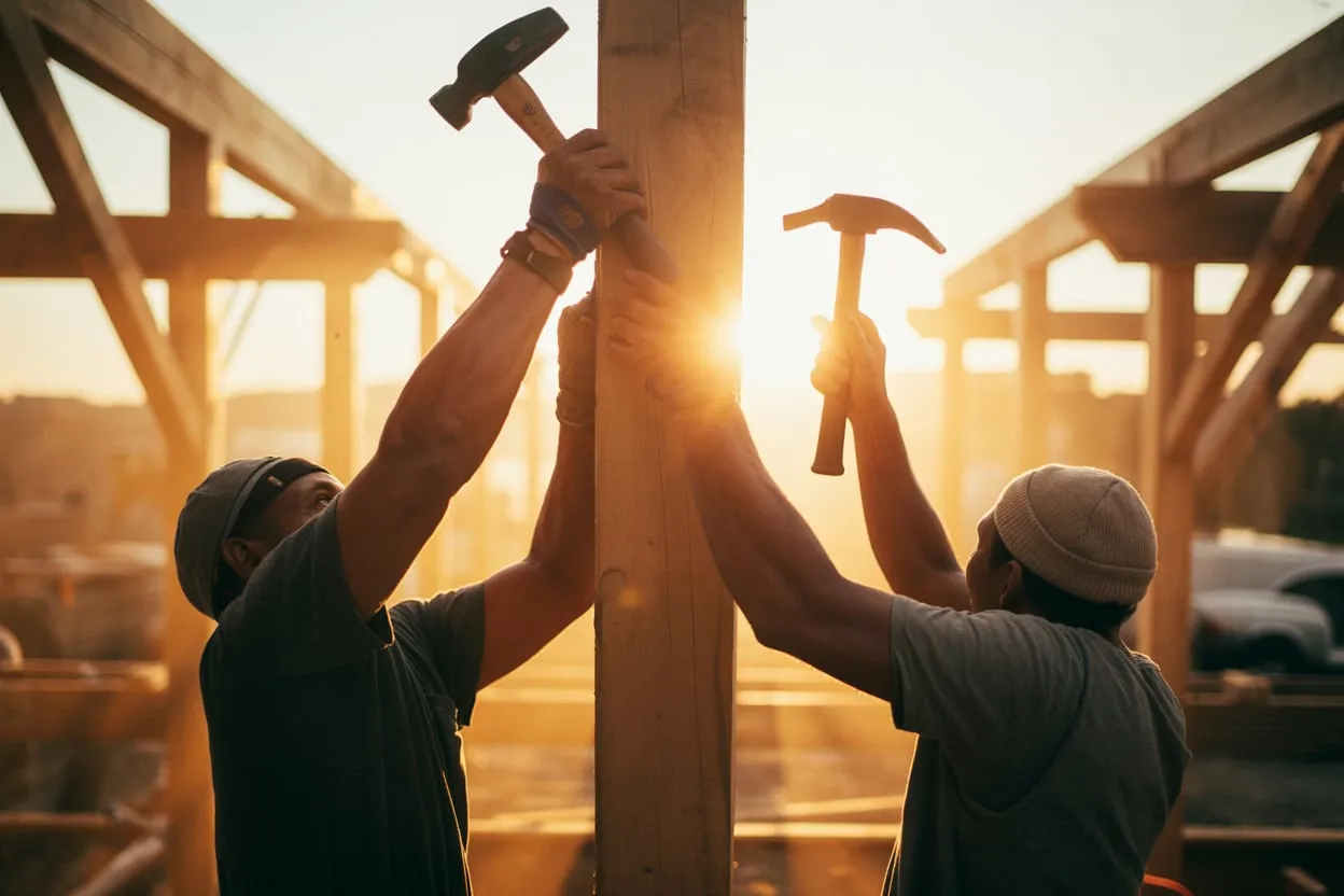 Dachdecker bei der Arbeit