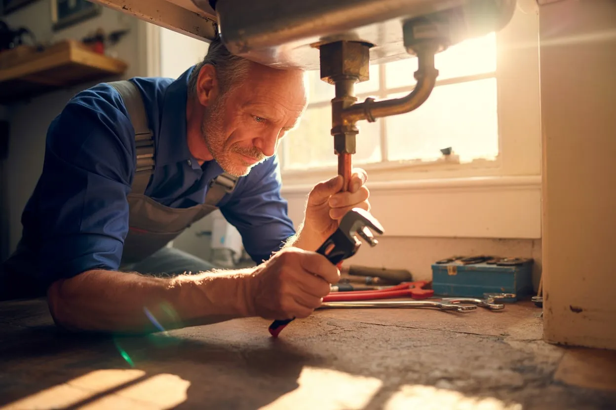 Installateur bei der Arbeit