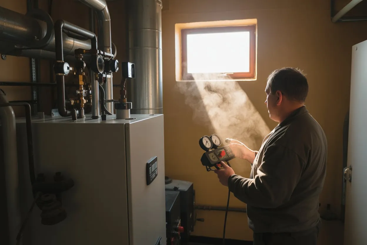 Installateur bei der Arbeit