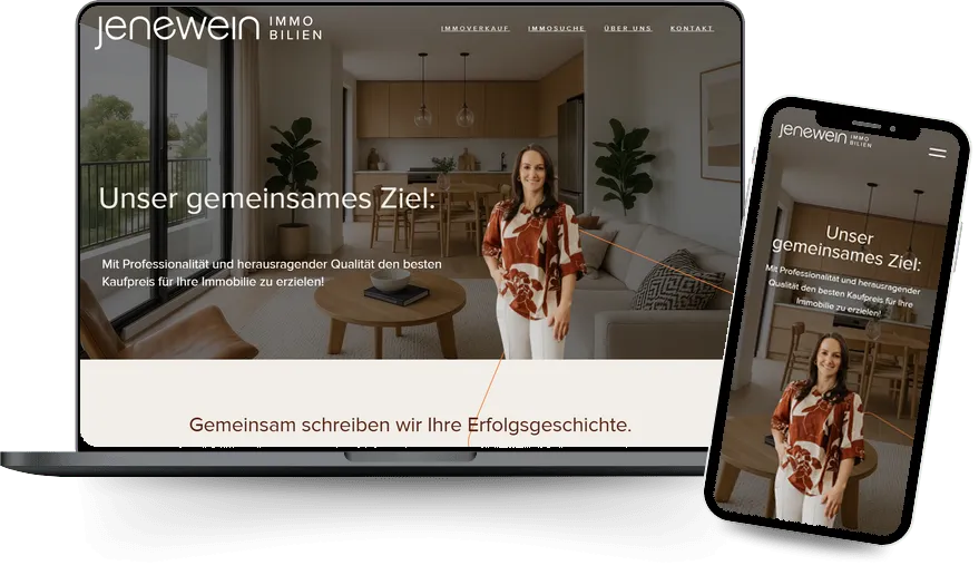 Website von Jenewein Immobilien Innsbruck auf Laptop und Smartphone