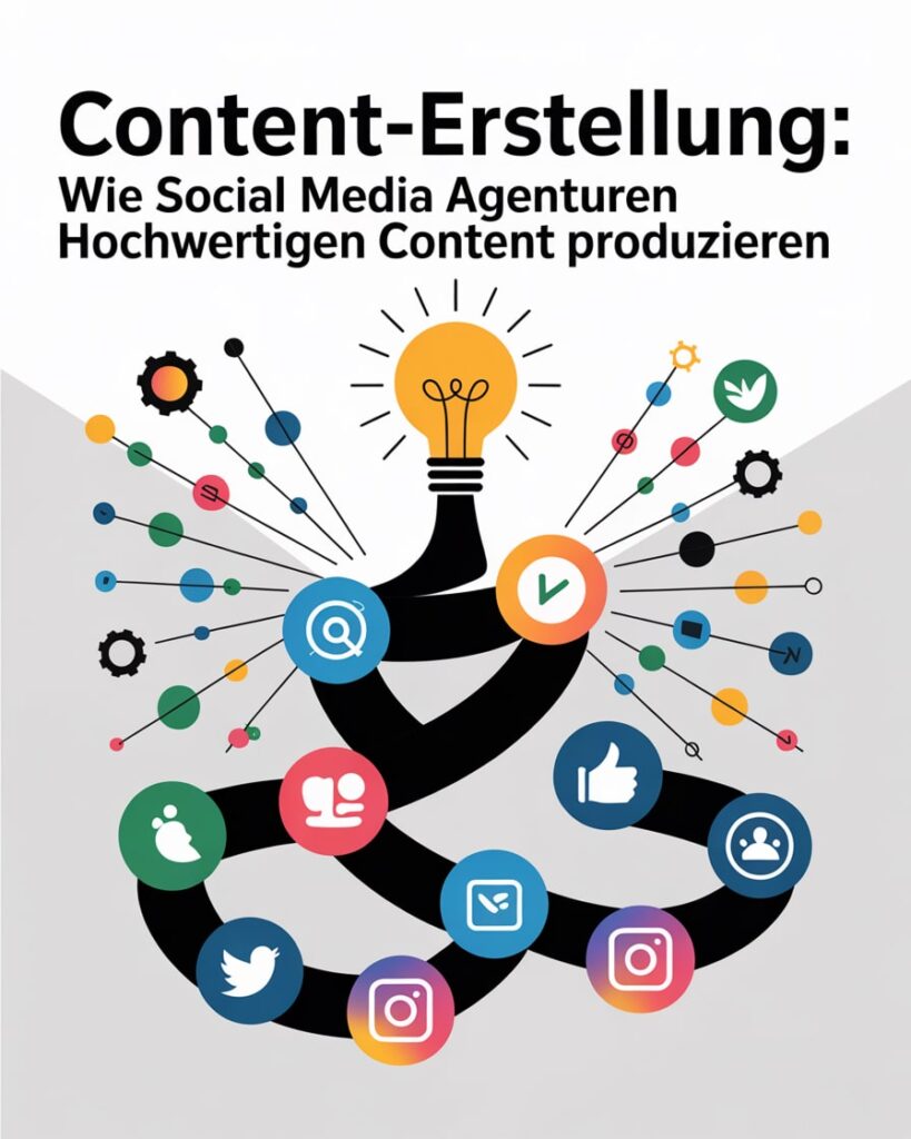 Illustration zur Content-Erstellung durch Social Media Agenturen mit kreativen Ideen