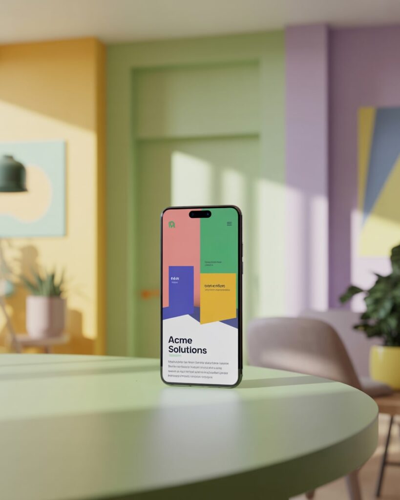 Moderne Website einer Social Media Agentur auf Smartphone präsentiert