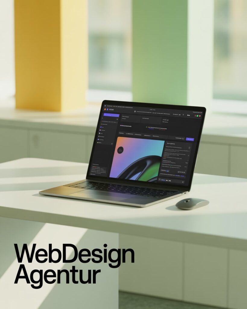 Webdesign-Projekt einer Tiroler Agentur auf modernem Laptop-Interface