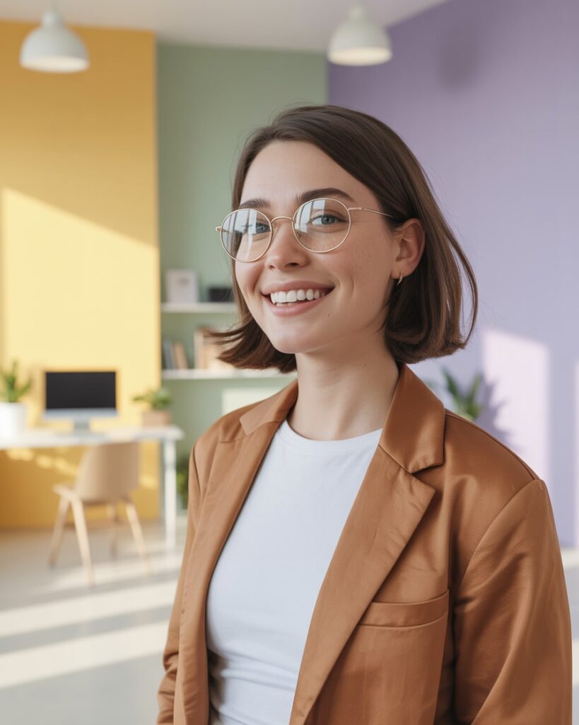 Porträt einer professionellen Frau im Büro – Expertin für bezahlte Werbekampagnen in einer SEA Agentur