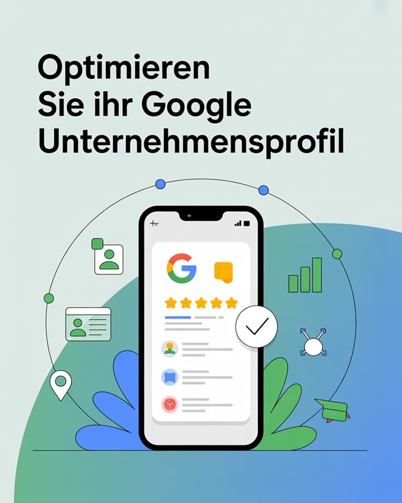Smartphone zeigt Google Unternehmensprofil mit Top-Bewertungen – Symbol für erfolgreich optimierte Einträge