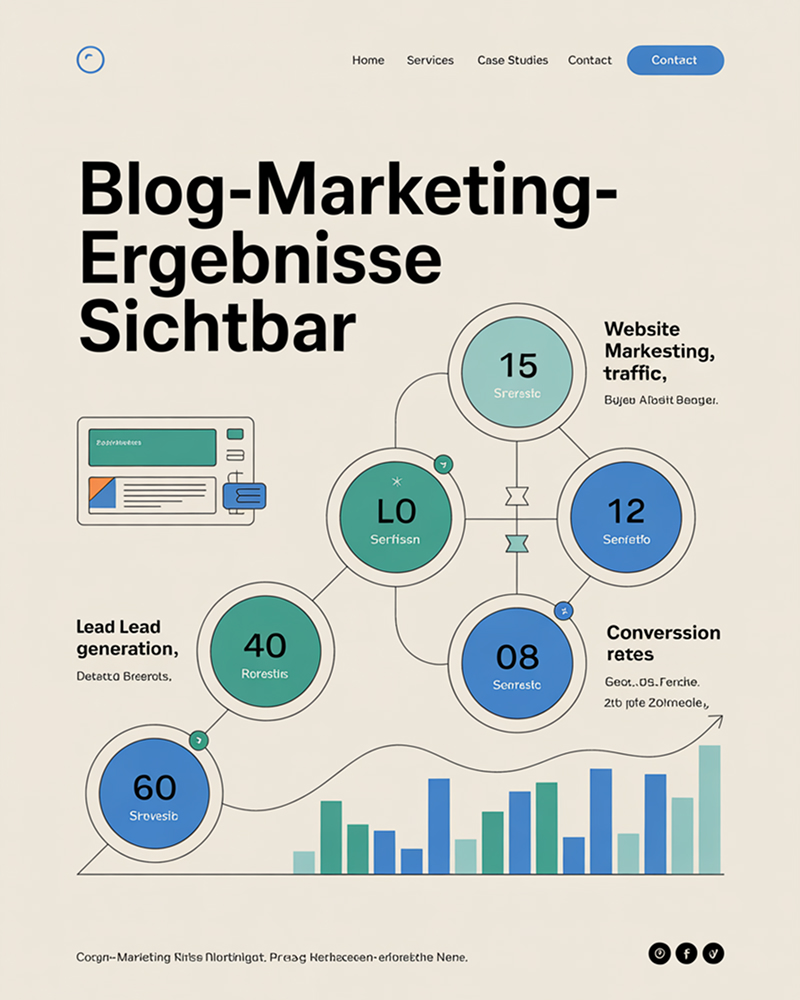 Infografik zeigt messbare Blog Marketing Ergebnisse mit KPIs und Performance-Zahlen