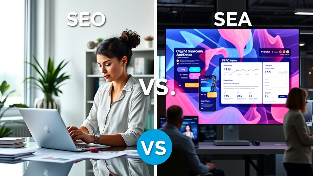 Entscheide, ob SEO oder SEA besser zu deinem Unternehmen passt und optimiere deine Online-Strategie für maximale Reichweite und Erfolg.